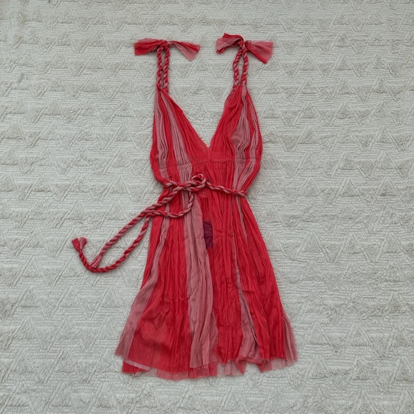 NWT Elena Makri pink striped silk Daphne mini dress - Picture 2 of 4